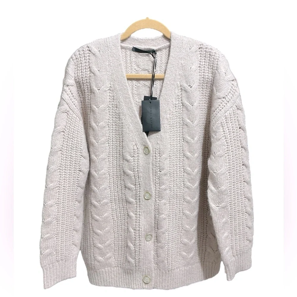 JENNI KAYNE Cable Cocoon Cardigan XS 27” P2P Blush $395 Retail NWT - Picture 2 of 12